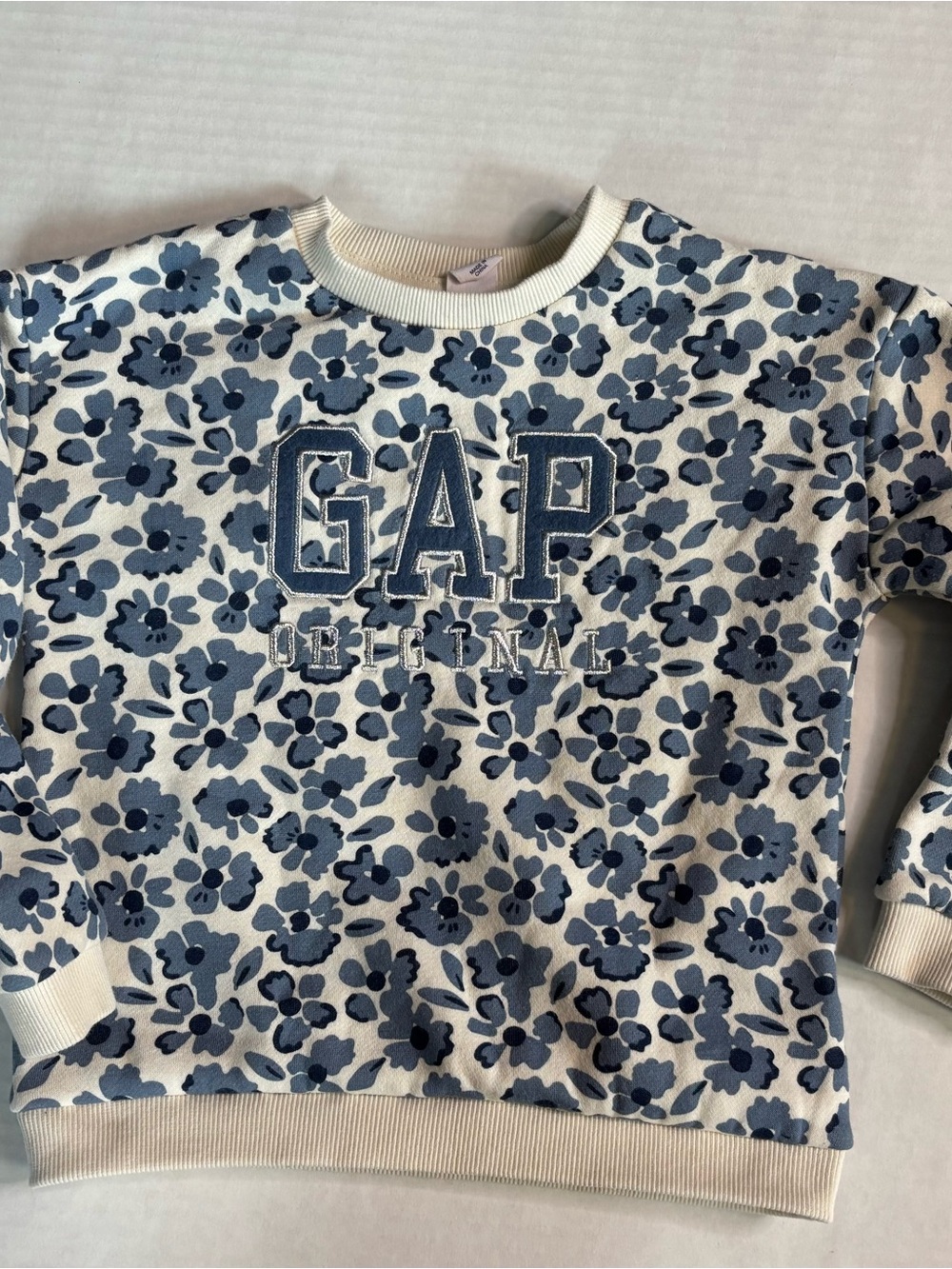 GAP Kids  5T  Girls Floral Blue Crewneck Sweatshirt